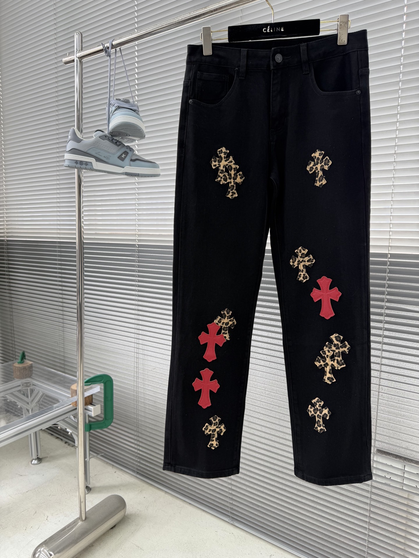 -CH 克罗心 十字豹纹牛仔长裤众所周知chromehearts牛仔裤会采用vintageLevis牛仔