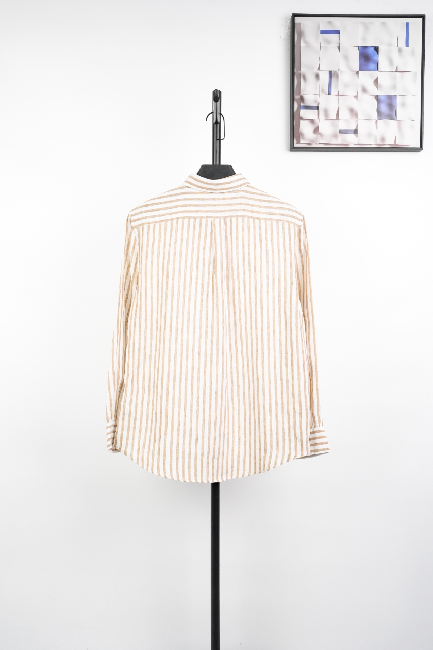 340 拉尔夫劳伦亚麻衬衫薄款 面料：21支精纺色织竖条亚麻布