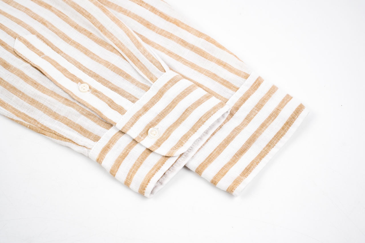 340 拉尔夫劳伦亚麻衬衫薄款 面料：21支精纺色织竖条亚麻布