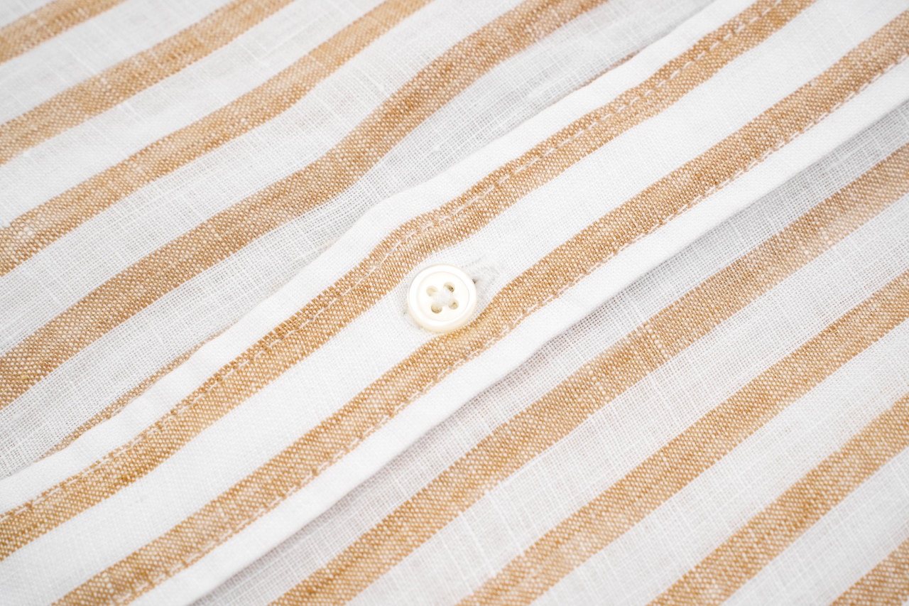 340 拉尔夫劳伦亚麻衬衫薄款 面料：21支精纺色织竖条亚麻布