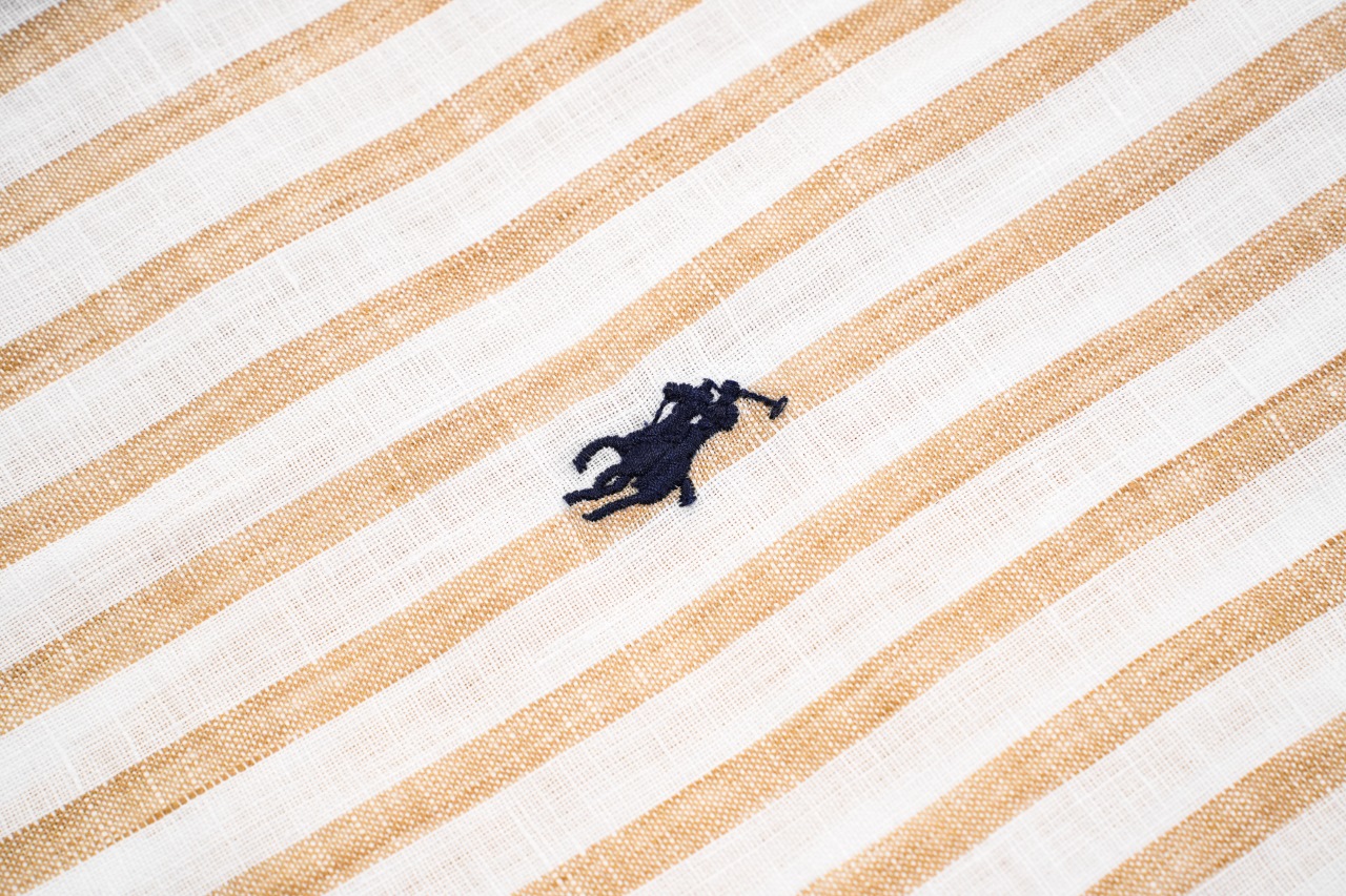 340 拉尔夫劳伦亚麻衬衫薄款 面料：21支精纺色织竖条亚麻布