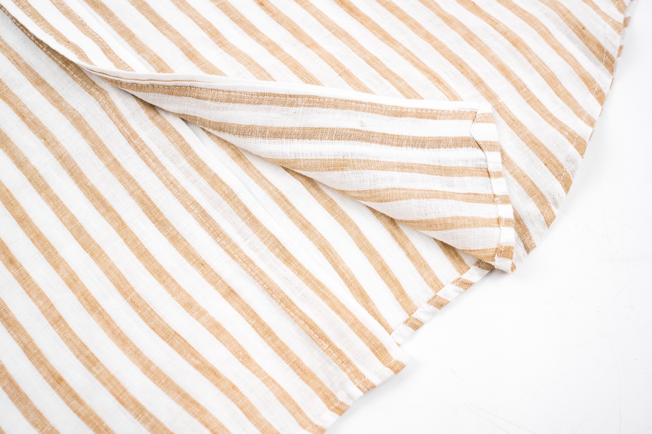 340 拉尔夫劳伦亚麻衬衫薄款 面料：21支精纺色织竖条亚麻布