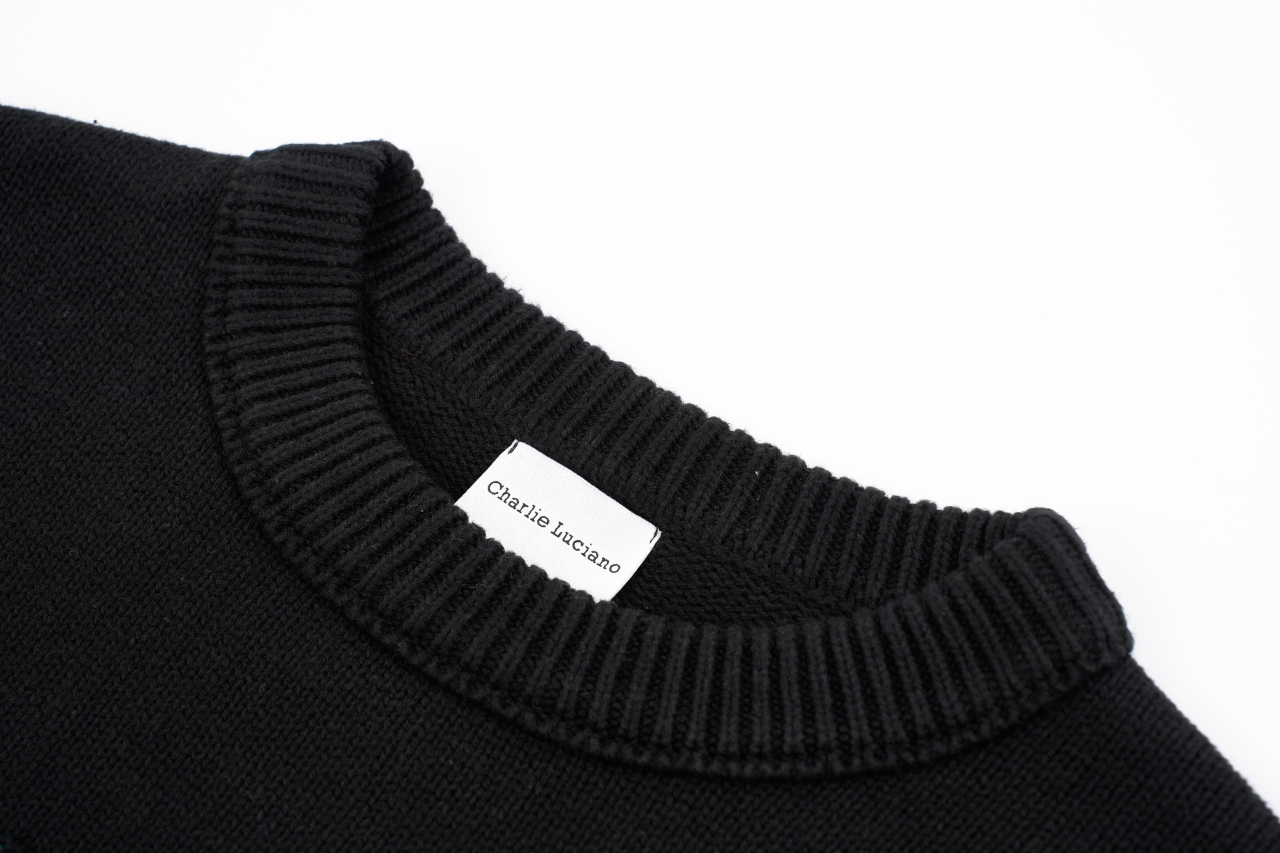 340 Charil Lucian 25 恐龙提花圆领毛衣 32S定染全精高捻棉和13S貂绒纱线