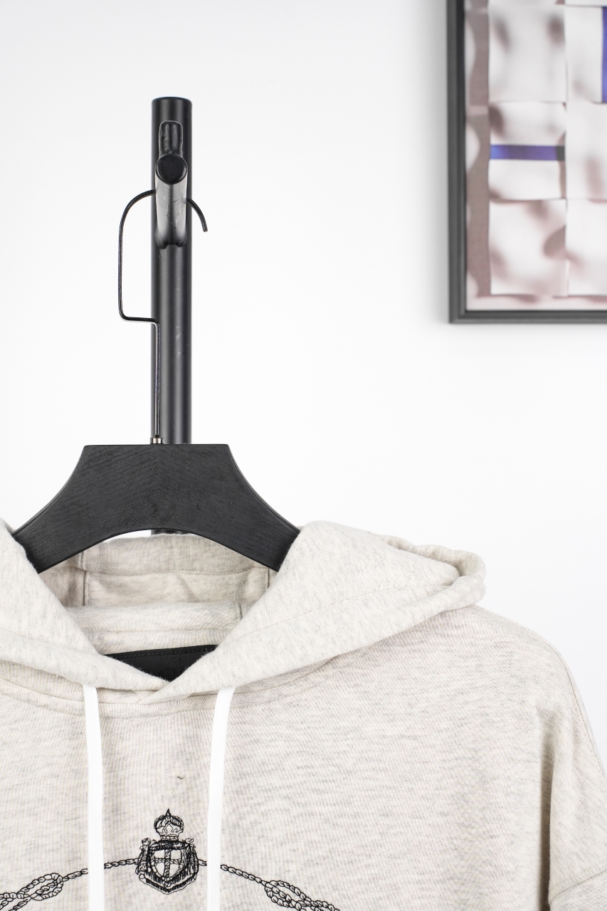 320 Prada普拉达胸口花绣花纱帽衫米白色