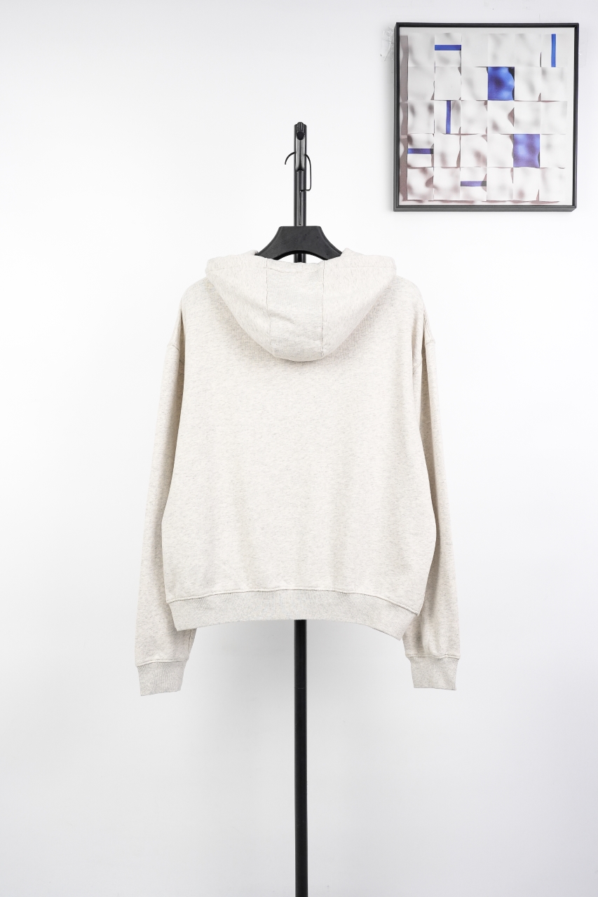 320 Prada普拉达胸口花绣花纱帽衫米白色