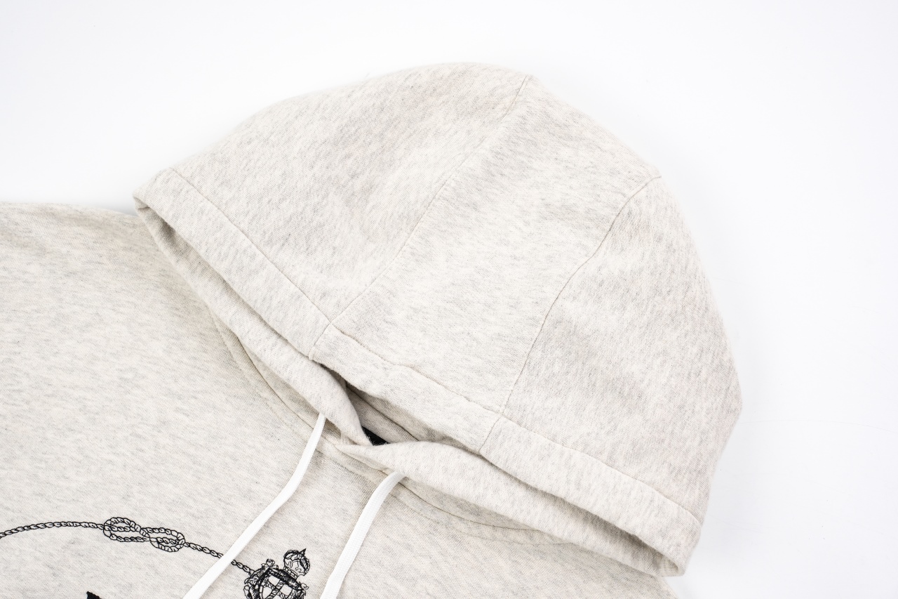 320 Prada普拉达胸口花绣花纱帽衫米白色