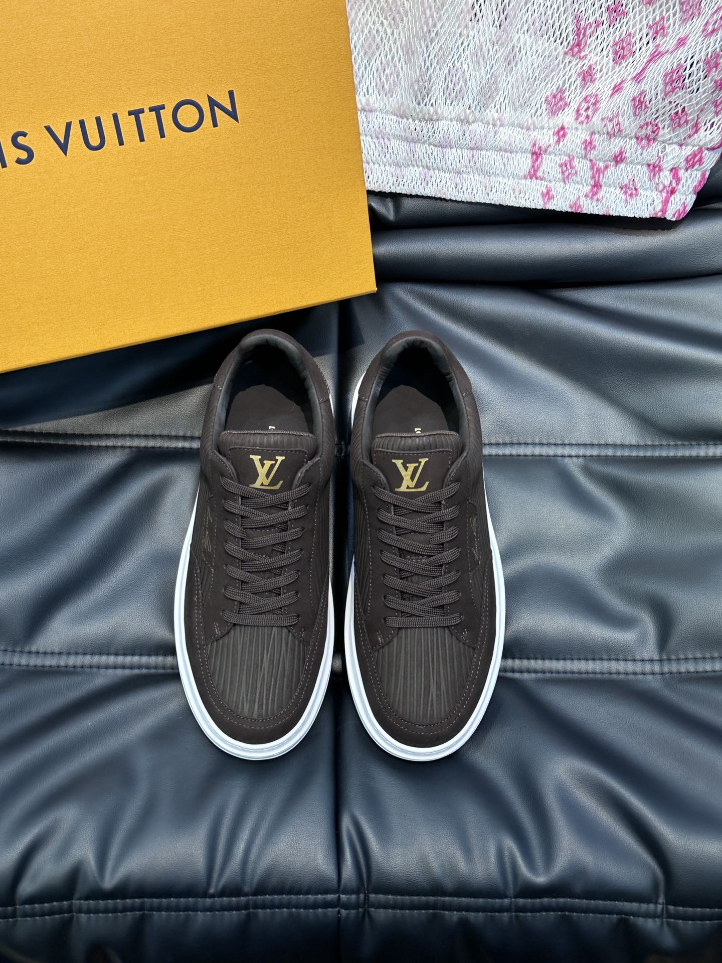 Perfect
 Louis Vuitton Shoes Sneakers Printing Men Cowhide Rubber Sheepskin Casual