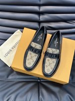Louis Vuitton Shoes Plain Toe Men Gold Hardware Calfskin Cowhide Genuine Leather Casual