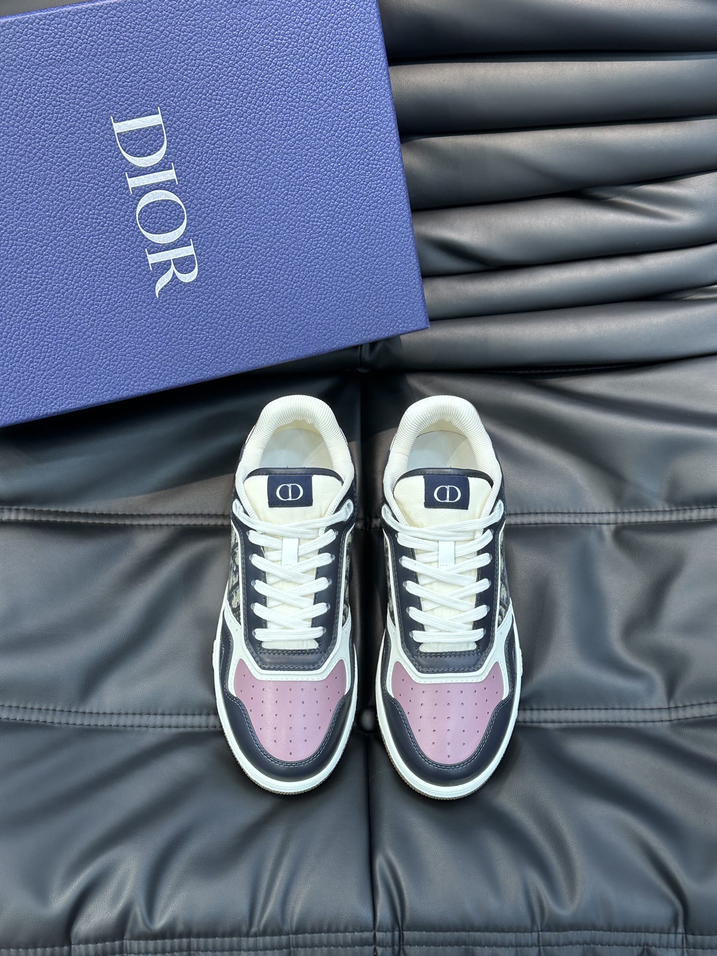 Dior Replicas Shoes Sneakers White Printing Unisex Cotton Cowhide Rubber Oblique Low Tops