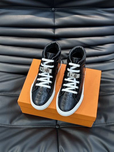 Hermes Shoes Sneakers Men Calfskin Cotton Cowhide TPU Fall/Winter Collection High Tops