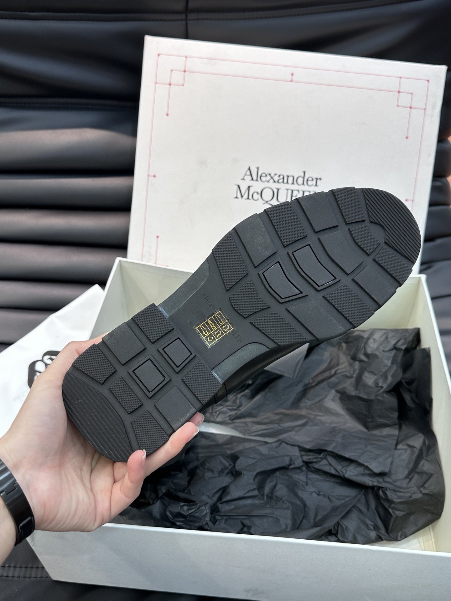 AlexanderMcQue*麦昆男士高帮靴代购级重工精品进口头层牛皮打造原版橡胶沟纹鞋底喇叭形鞋跟轮廓