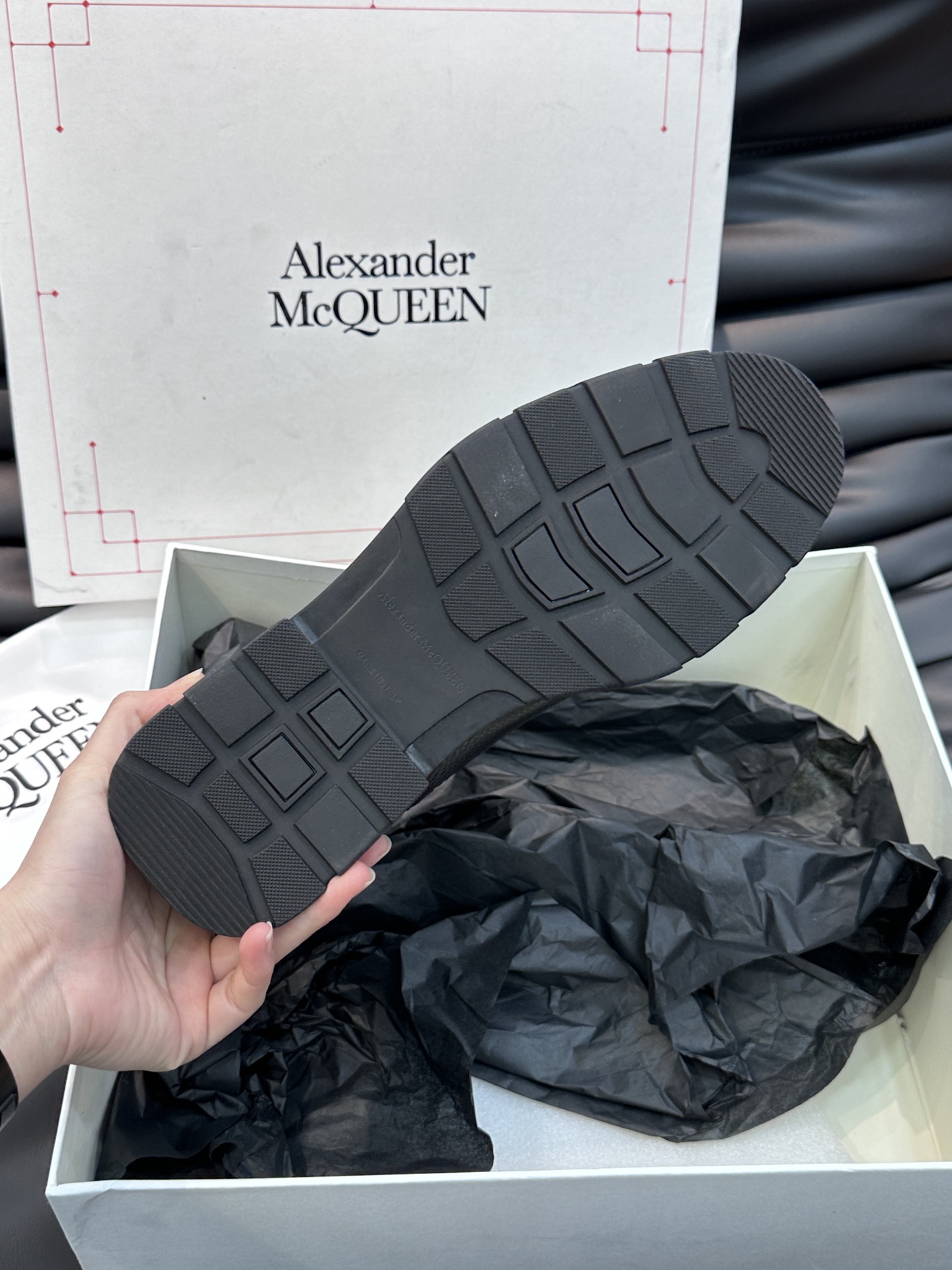 AlexanderMcQue*麦昆男士高帮靴代购级重工精品进口头层牛皮打造原版橡胶沟纹鞋底喇叭形鞋跟轮廓