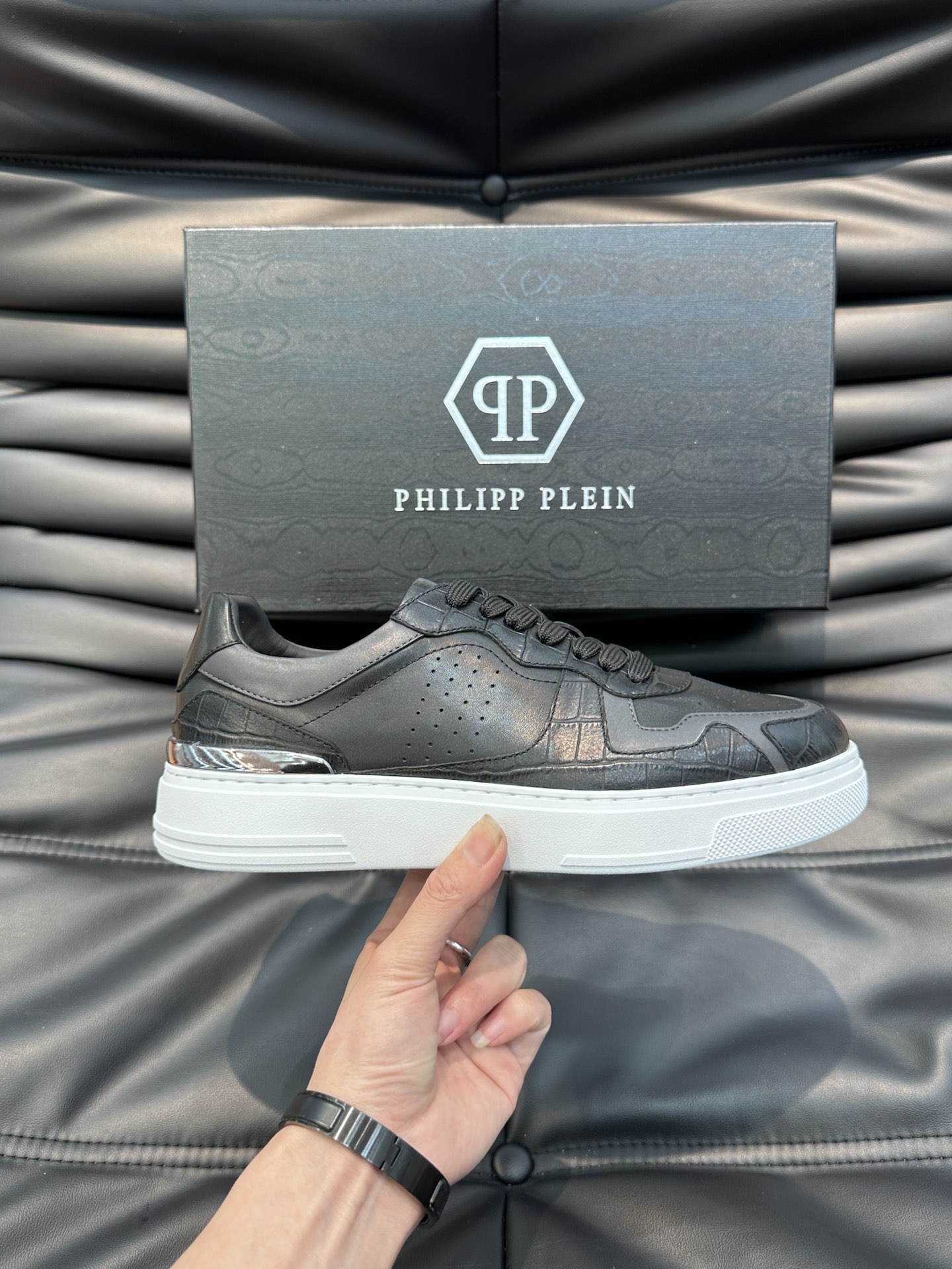 PHILIPPPLEIN-菲利普普莱茵德国潮牌男士低帮板鞋牛皮拼色设计鞋面皮牛皮打造牛皮内里超轻大底脚感