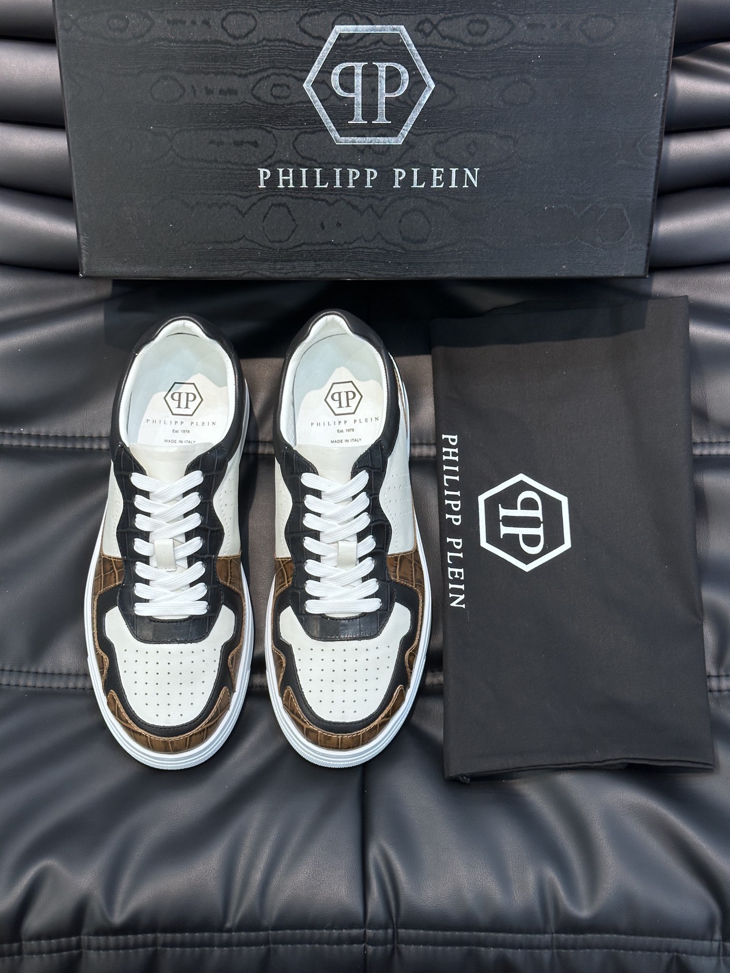 PHILIPPPLEIN-菲利普普莱茵德国潮牌男士低帮板鞋牛皮拼色设计鞋面皮牛皮打造牛皮内里超轻大底脚感