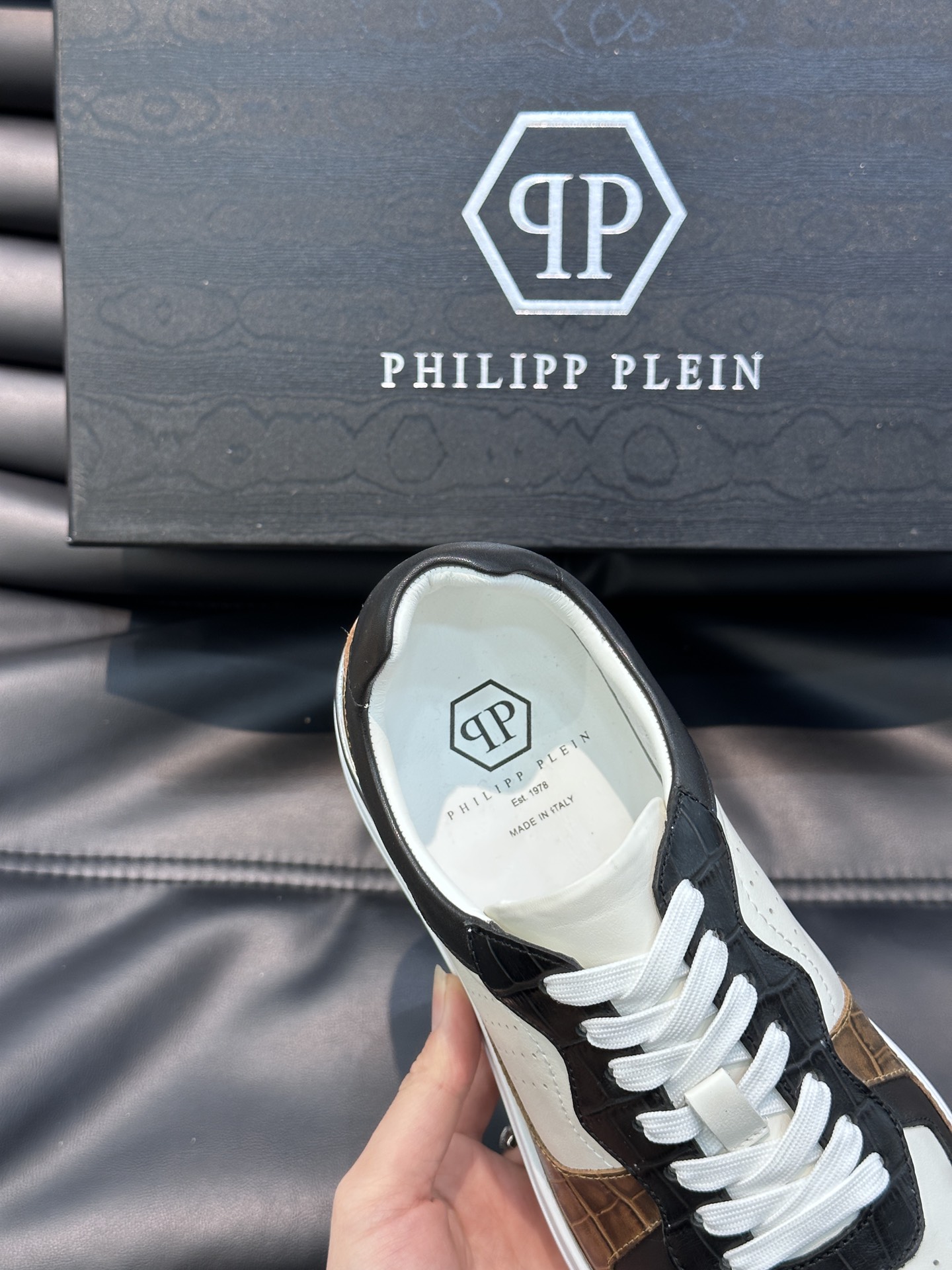 PHILIPPPLEIN-菲利普普莱茵德国潮牌男士低帮板鞋牛皮拼色设计鞋面皮牛皮打造牛皮内里超轻大底脚感