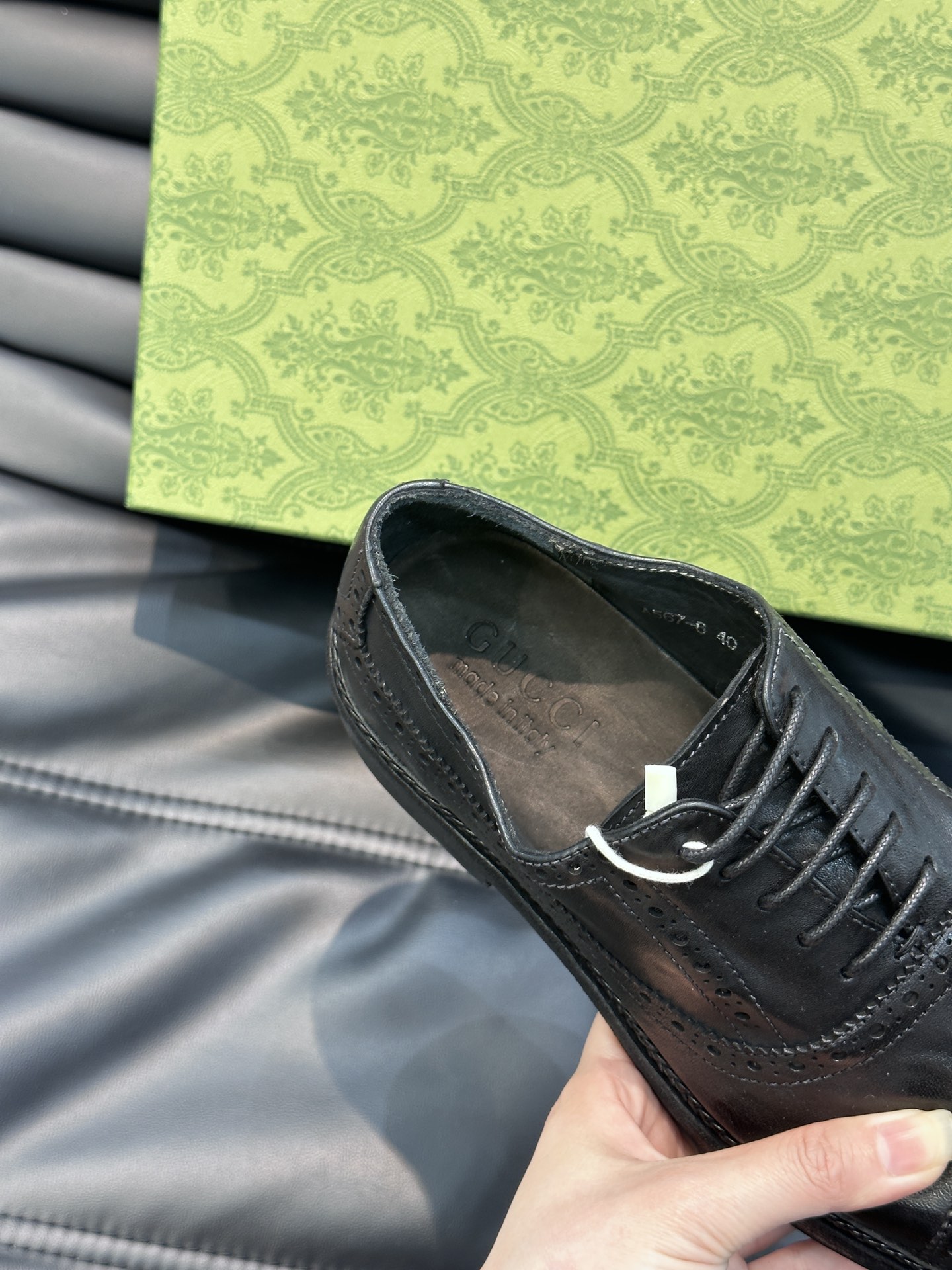 Gucc*高端男士时尚复古皮鞋鞋面采用水洗马皮手工做旧原版意大利真皮大底固特异工艺车牛津线缝合永不掉底.