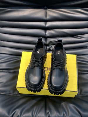 Fendi Shoes Plain Toe Black Rubber Low Tops