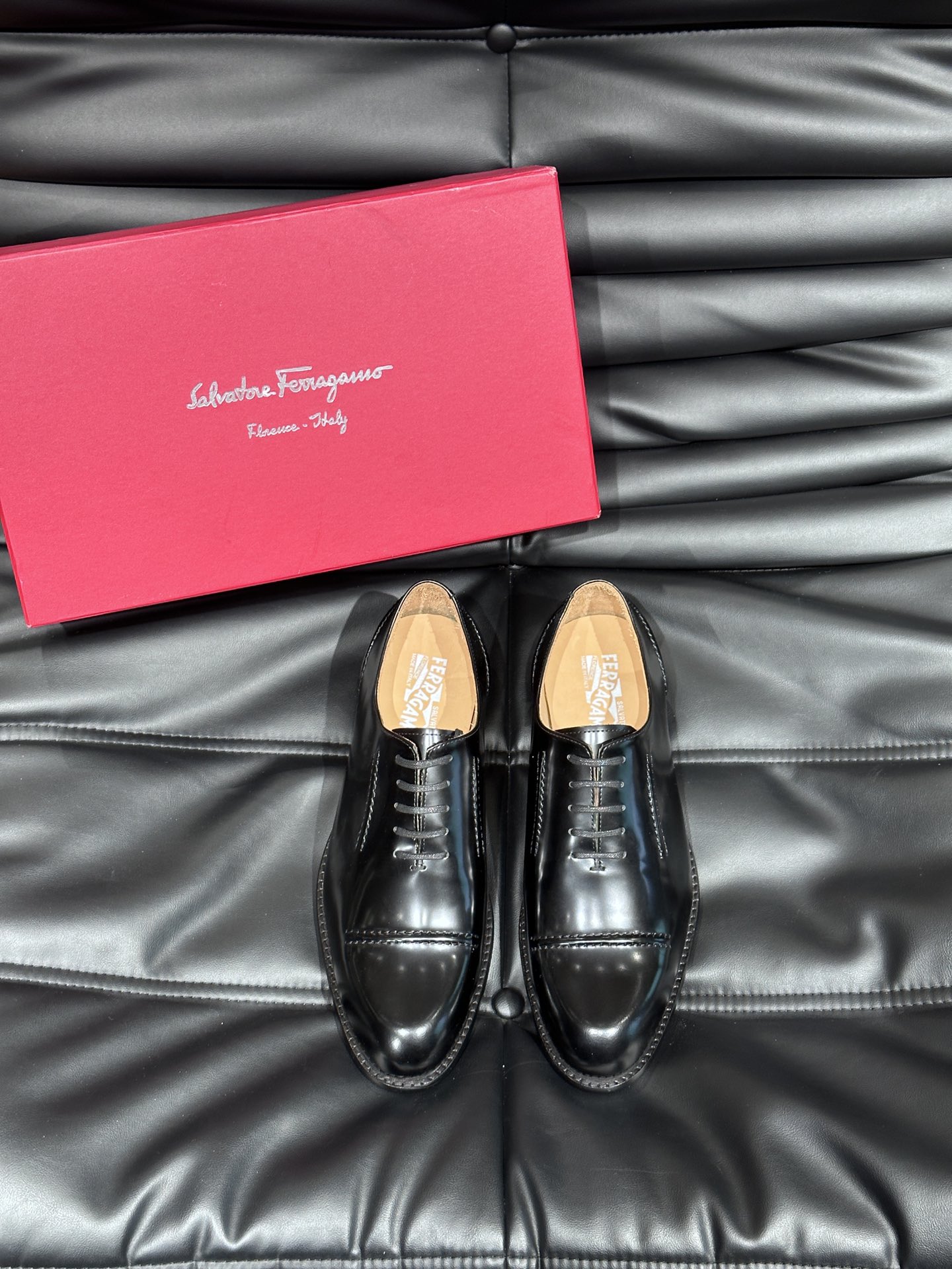 Ferragamo Shoes Plain Toe Men Cowhide Genuine Leather Casual