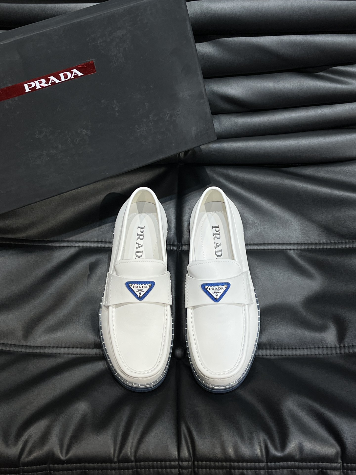 Prada Shoes Loafers Calfskin Cowhide Rubber