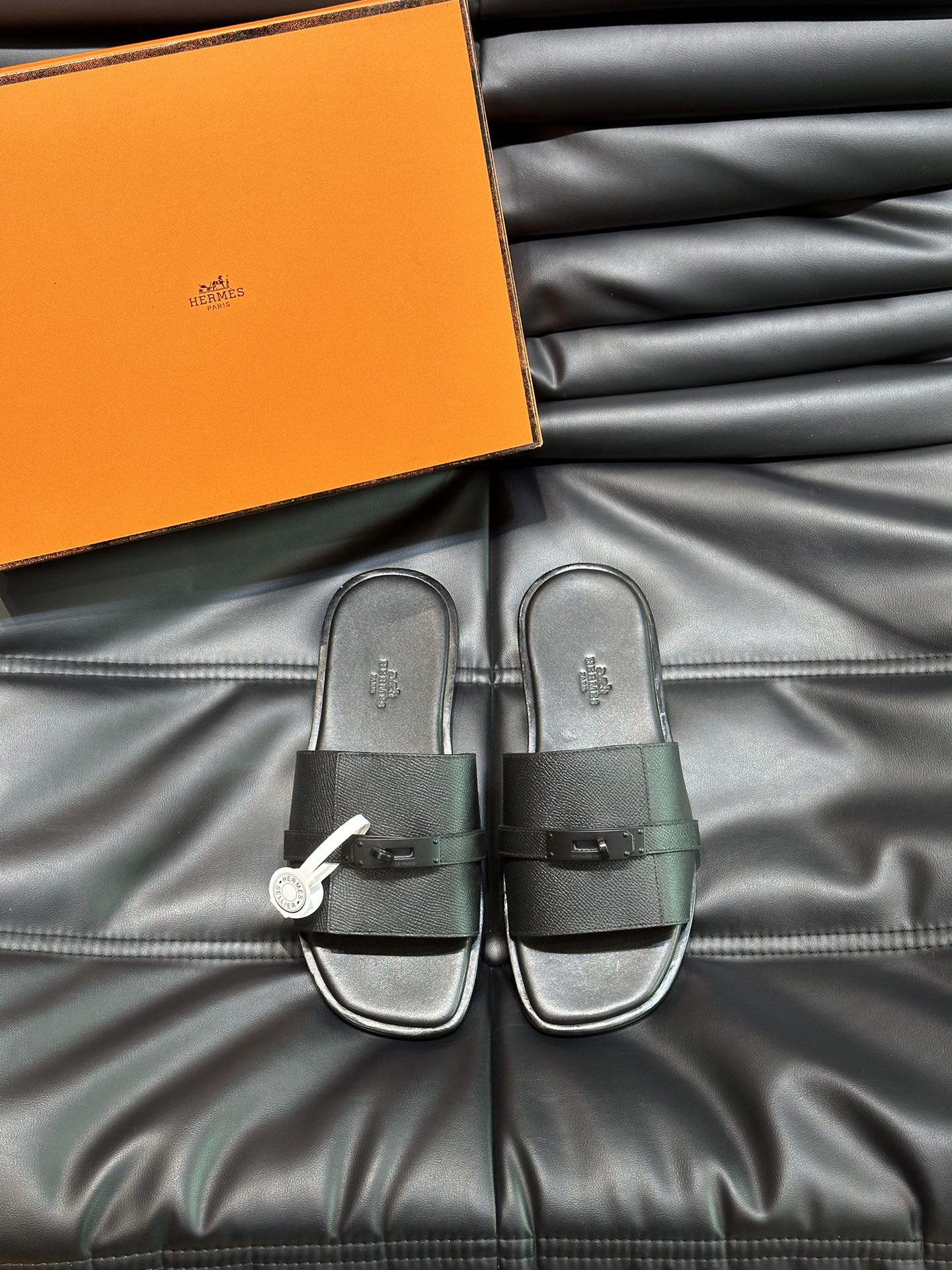 Hermes Shoes Slippers Men Cowhide Genuine Leather