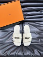 Cheap High Quality Replica
 Hermes Shoes Slippers Men Cowhide Genuine Leather
