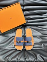 Buy High Quality Cheap Hot Replica
 Hermes Shoes Slippers Men Cowhide Genuine Leather