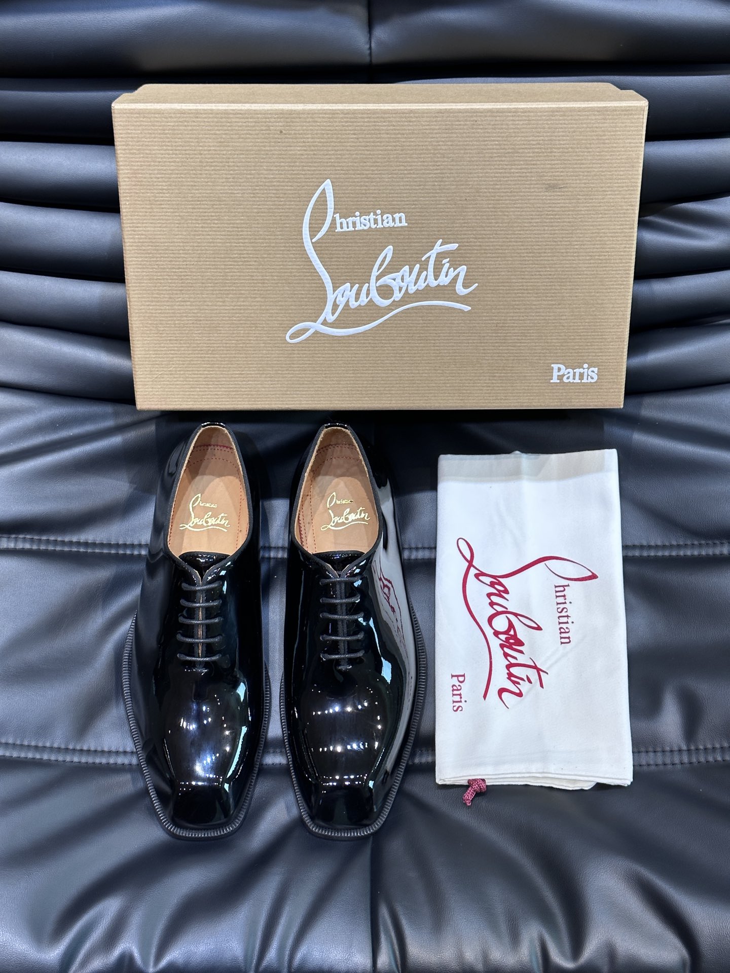 Christia*.Loubouti*高端男士商务正装皮鞋原版真牛皮大红底意大利进口牛皮大底头层牛皮水染