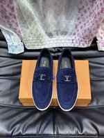 Louis Vuitton AAAA
 Shoes Loafers Men Chamois Cowhide Rubber Casual