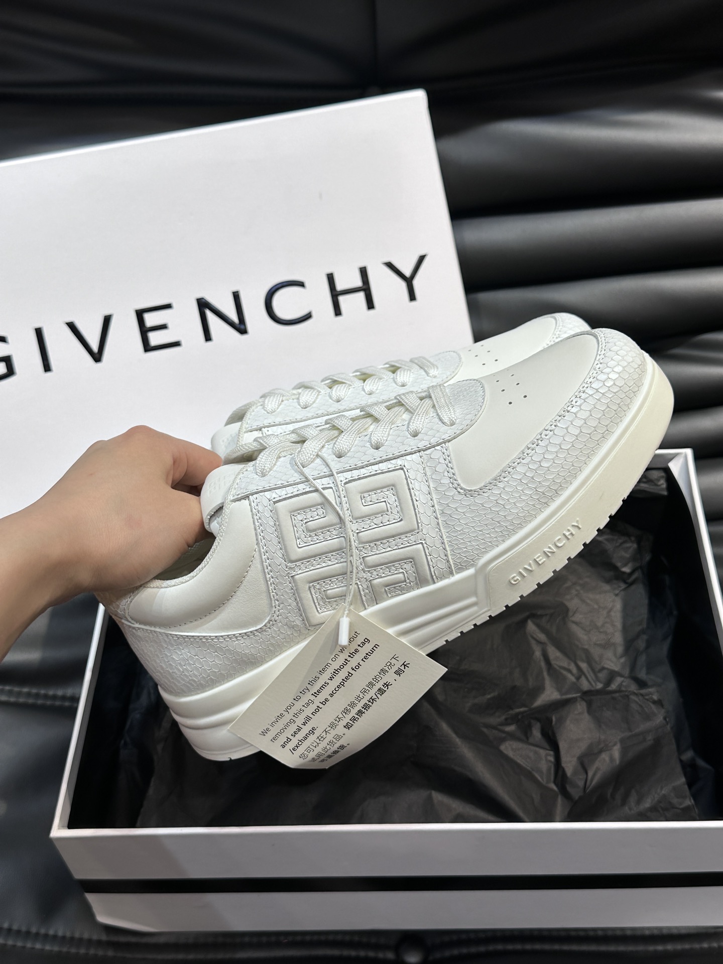 GIV 1 Men's Low-top Sneakers with Leather, Perforated Design and 4G Logo 6 i1714975136 8411 6