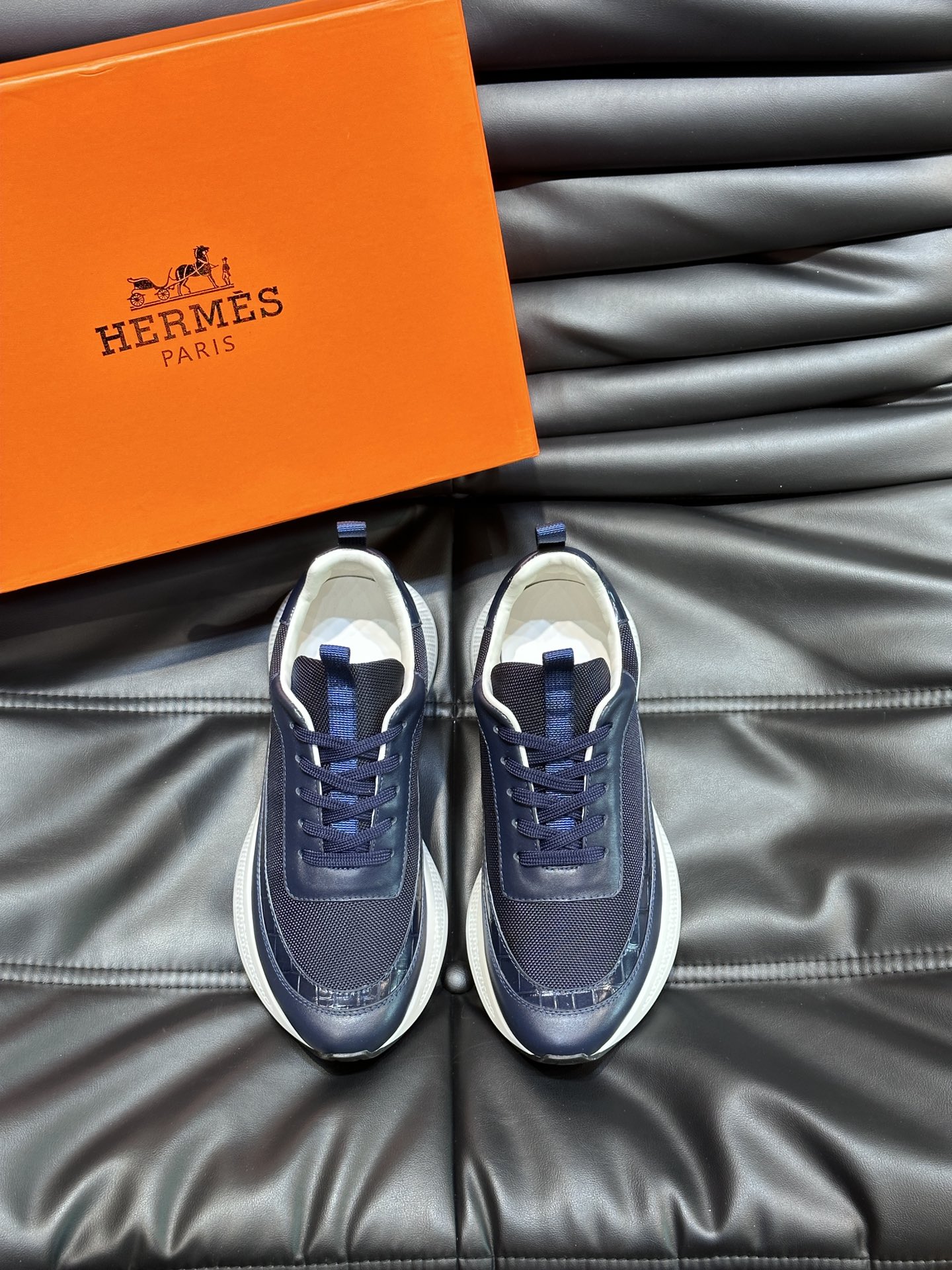 Hermes Shoes Sneakers High Quality Customize
 Splicing Cowhide Rubber Fashion Casual