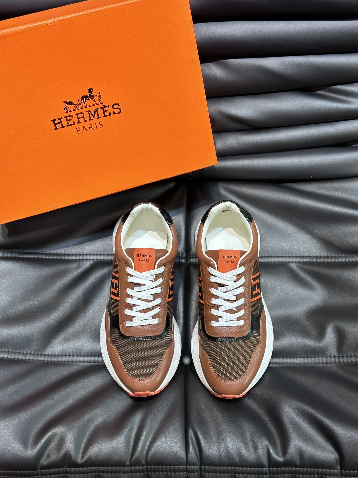 High Quality AAA Replica
 Hermes Shoes Sneakers Splicing Cowhide Rubber Fashion Casual