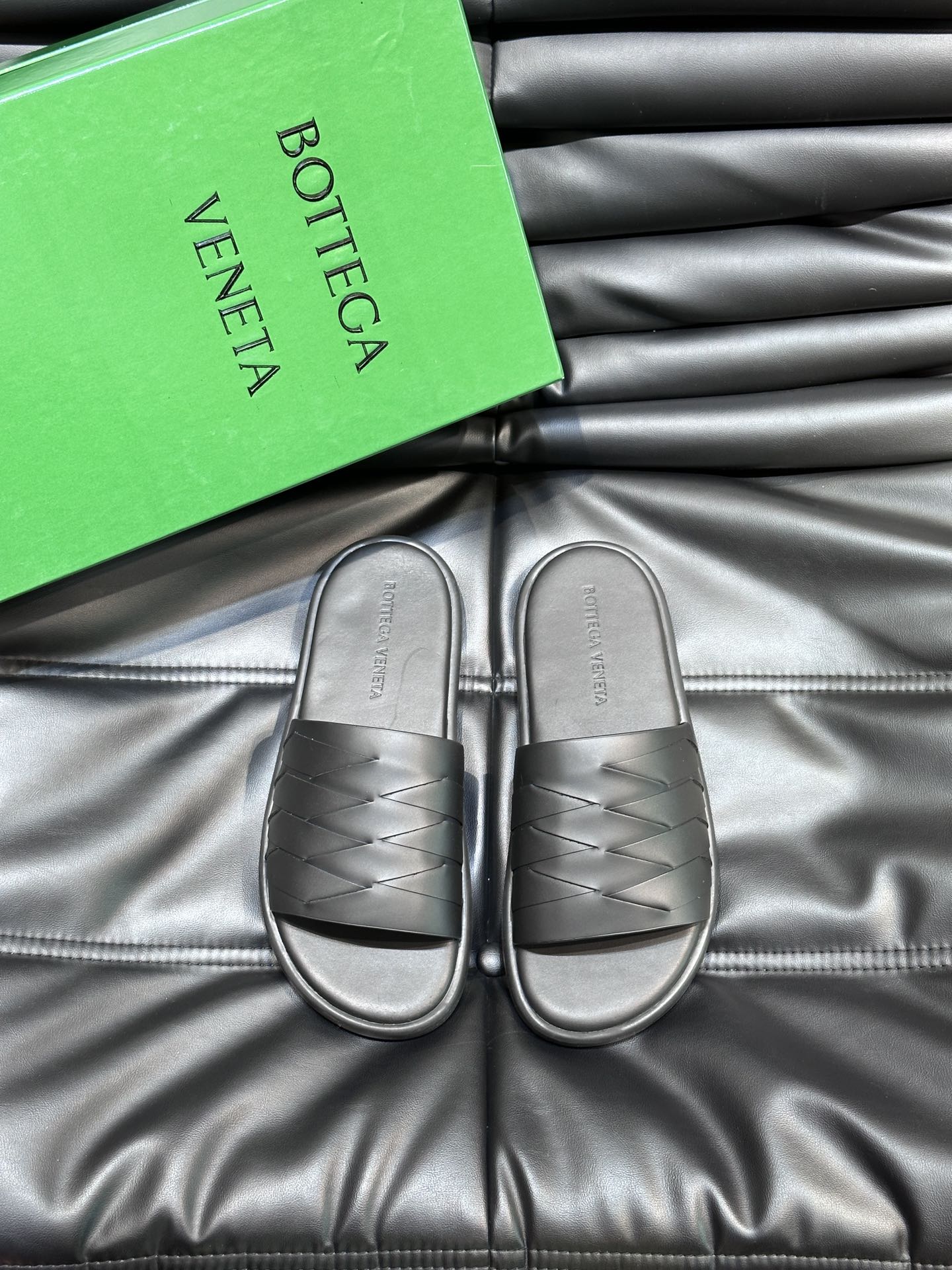 Bottega Veneta Men's Leather Woven Slide Sandals, Luxury Summer Footwear 1 Bottega Veneta Men's Leather Woven Slide Sandals, Luxury Summer Footwear