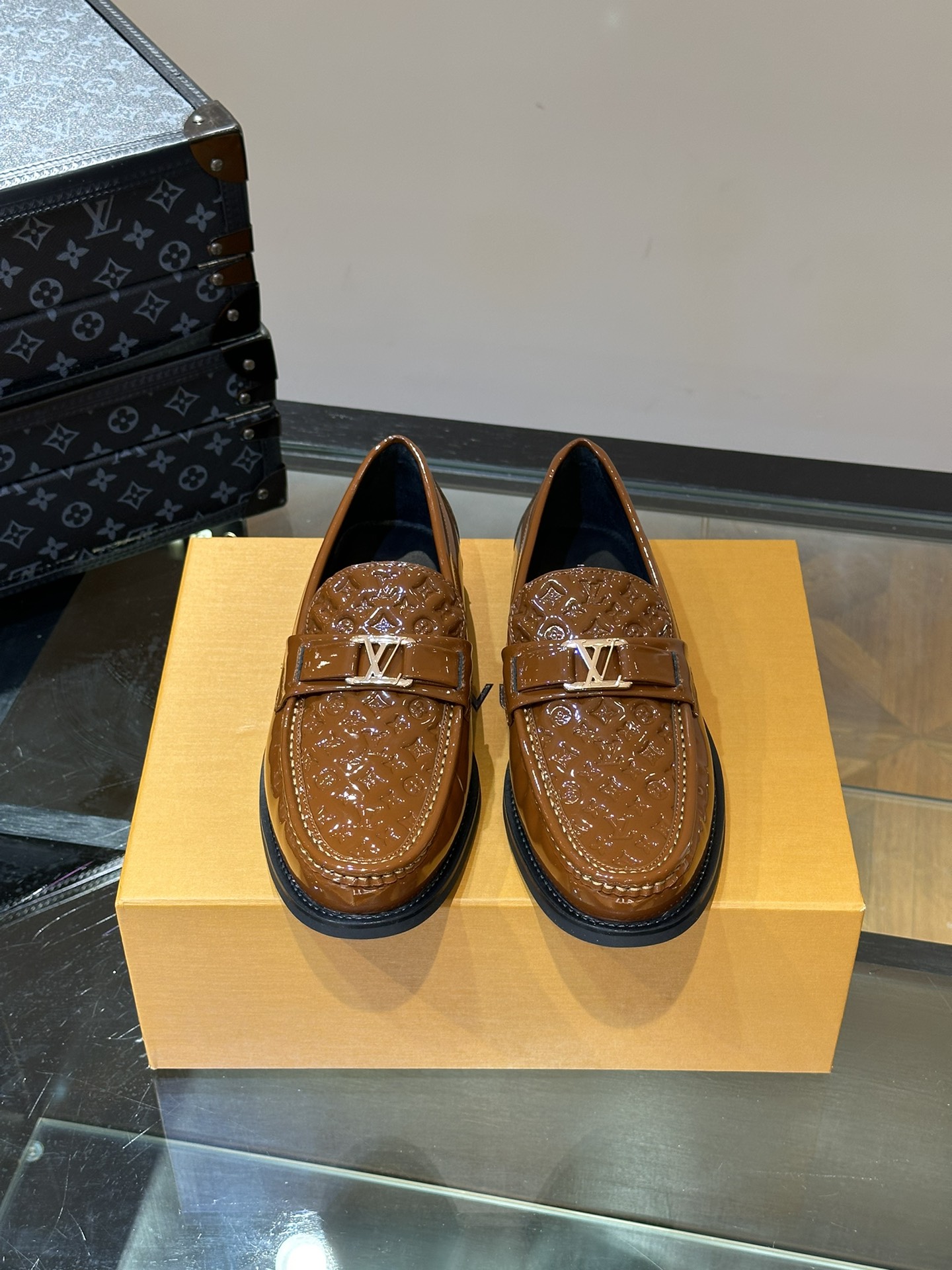 Louis Vuitton Leren Schoenen Oxford Replica’s kopen speciaal
 Mannen Kalfsleer Koeienhuid Rubber Casual