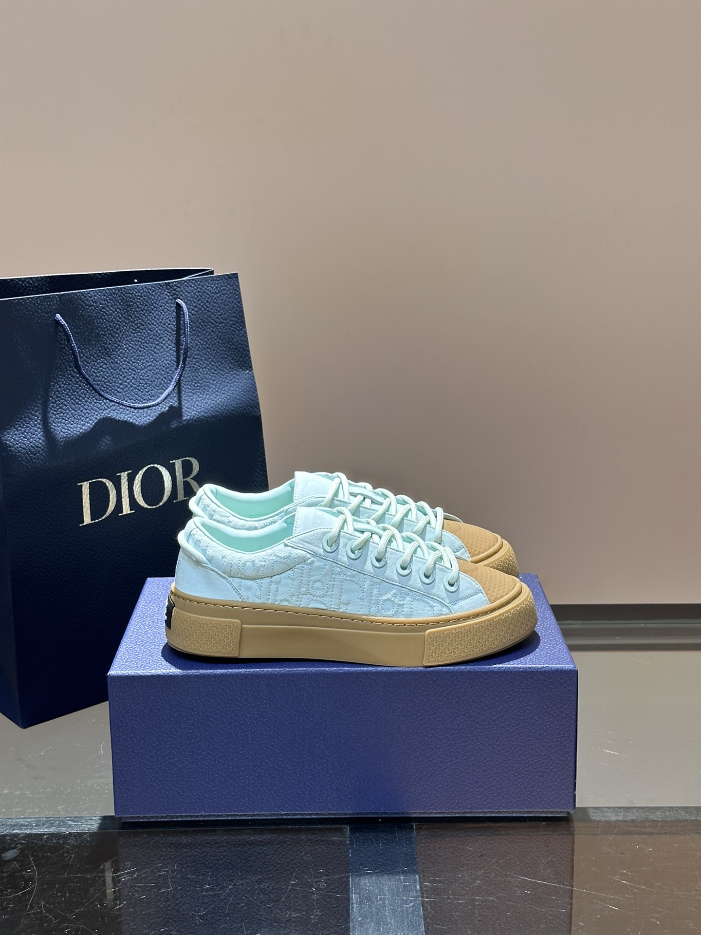 Dior Shoes Sneakers Yellow Printing Cowhide Rubber Oblique Casual