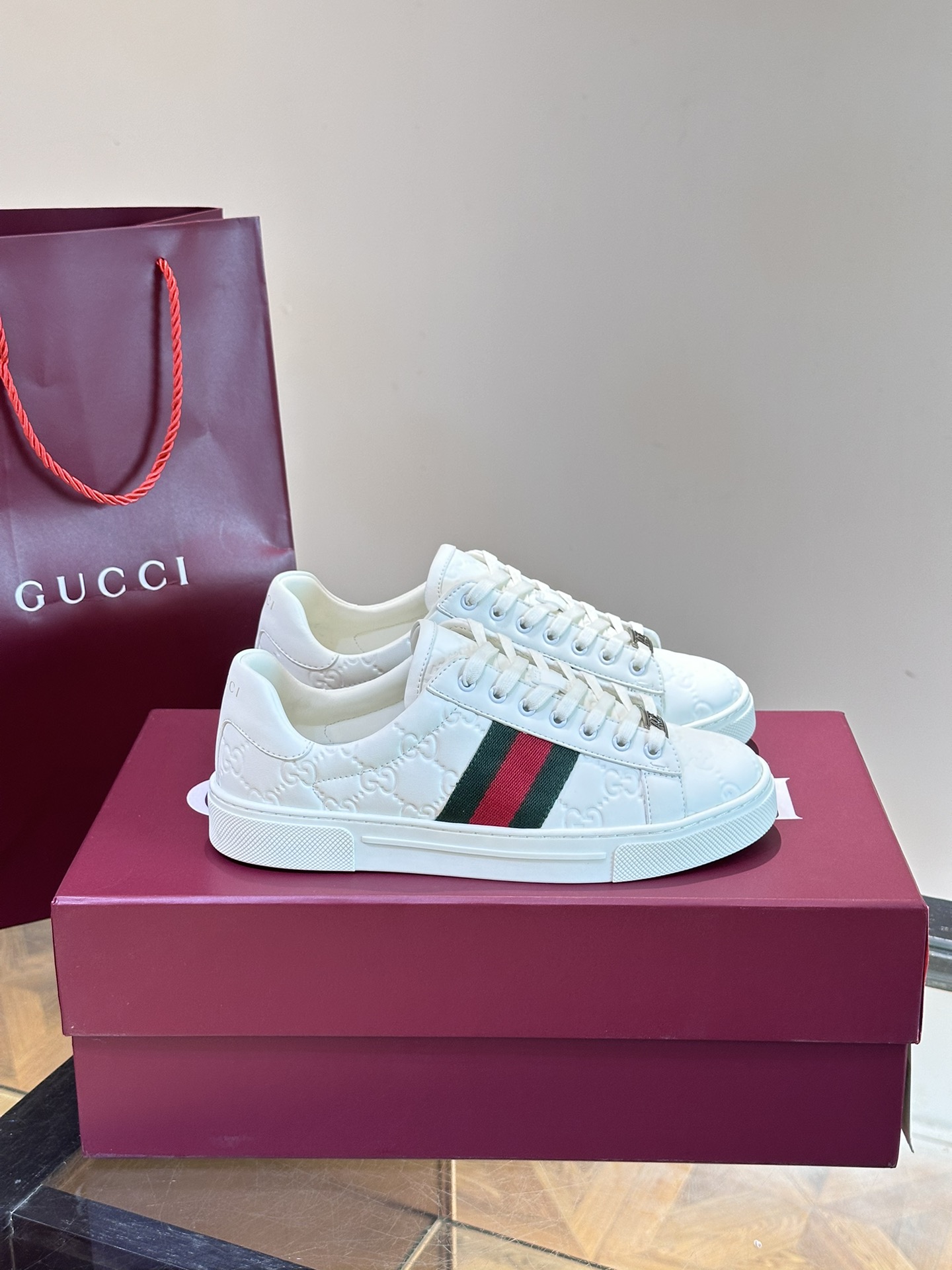 AAA Class Replica
 Gucci Schoenen Skateboardschoenen Sportschoenen Wit Unisex Rubber Laag boven