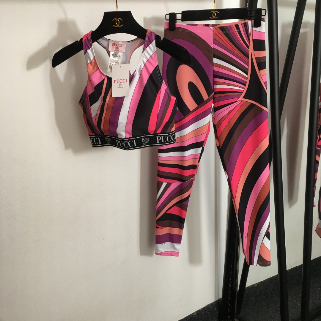 NO:779117,Model No. 8049 Pucc* new yoga sports suit, irregular abstract printed sports vest + elastic slimming leggings, pink, S-XL, [M size; bust 74, length 33; waist 62 elastic, length 87], women's clothing,19860909款号8049 Pucc*新款瑜伽运动套装,不规则抽象印花运动背心+弹力显瘦小脚打底裤,粉色,S-XL,【M码；胸围74,长33；腰围62弹力,长87】,女装,,Women's clothing