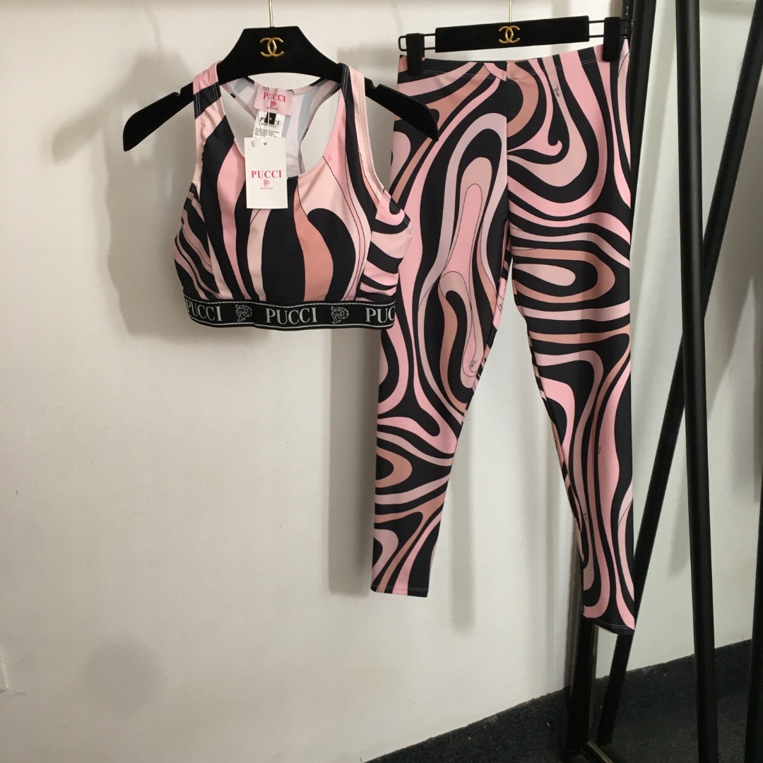 NO:779147,Model No. 20251702 Pucc* new yoga sports suit, color block wavy stripe print, webbing waist vest (with chest pad) + elastic slimming leggings, pink, S-XL, [M size; bust 72, length 33; waist 62 elastic, length 86], women's clothing,19860909款号20251702 Pucc*新款瑜伽运动套装,拼色波浪条纹印花 织带收腰背心（带胸垫）+弹力显瘦小脚打底裤,粉色,S-XL,【M码；胸围72,长33；腰围62弹力,长86】,女装,,Women's clothing
