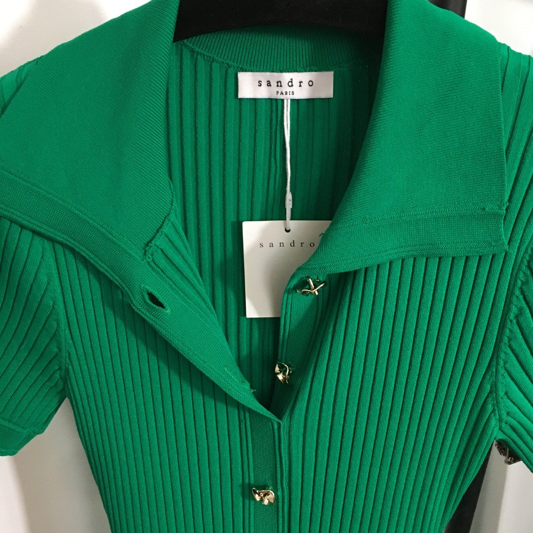 Elegant Green Floral Button Knit Dress - French Style, Size M 5 o 1iqplbivsr5g1j4kvfl1m421gmi1d