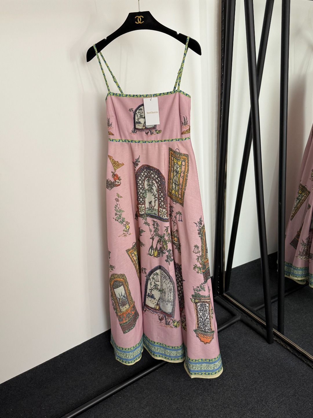 NO:755614,Model number 20254172 Zimmermann new European and American window flower fashion printed suspender dress long skirt, pink, S-XL, [M size; bust 68 stretch, length 116], Zimmermann-clothing, skirts,19860909款号20254172 Zimmermann新款 欧美窗户花朵时尚印花吊带连衣裙 长裙,粉色,S-XL,【M码；胸围68弹力,长116】,兹默曼-服装,skirts,,Women's clothing