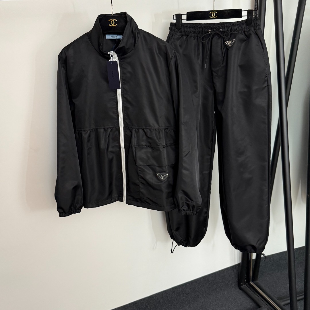Prada Black Track Jacket and Pants Set