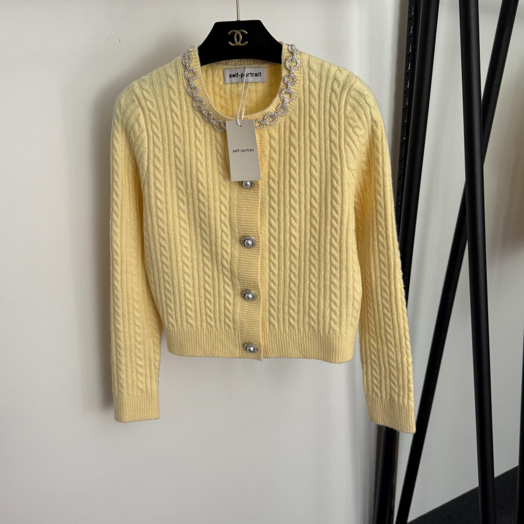 Self Portrait Cable Knit Cardigan with Pearl Buttons & Diamante Trim 4 o 1j6n82g4i1f0ofkfelmsp1ltq15