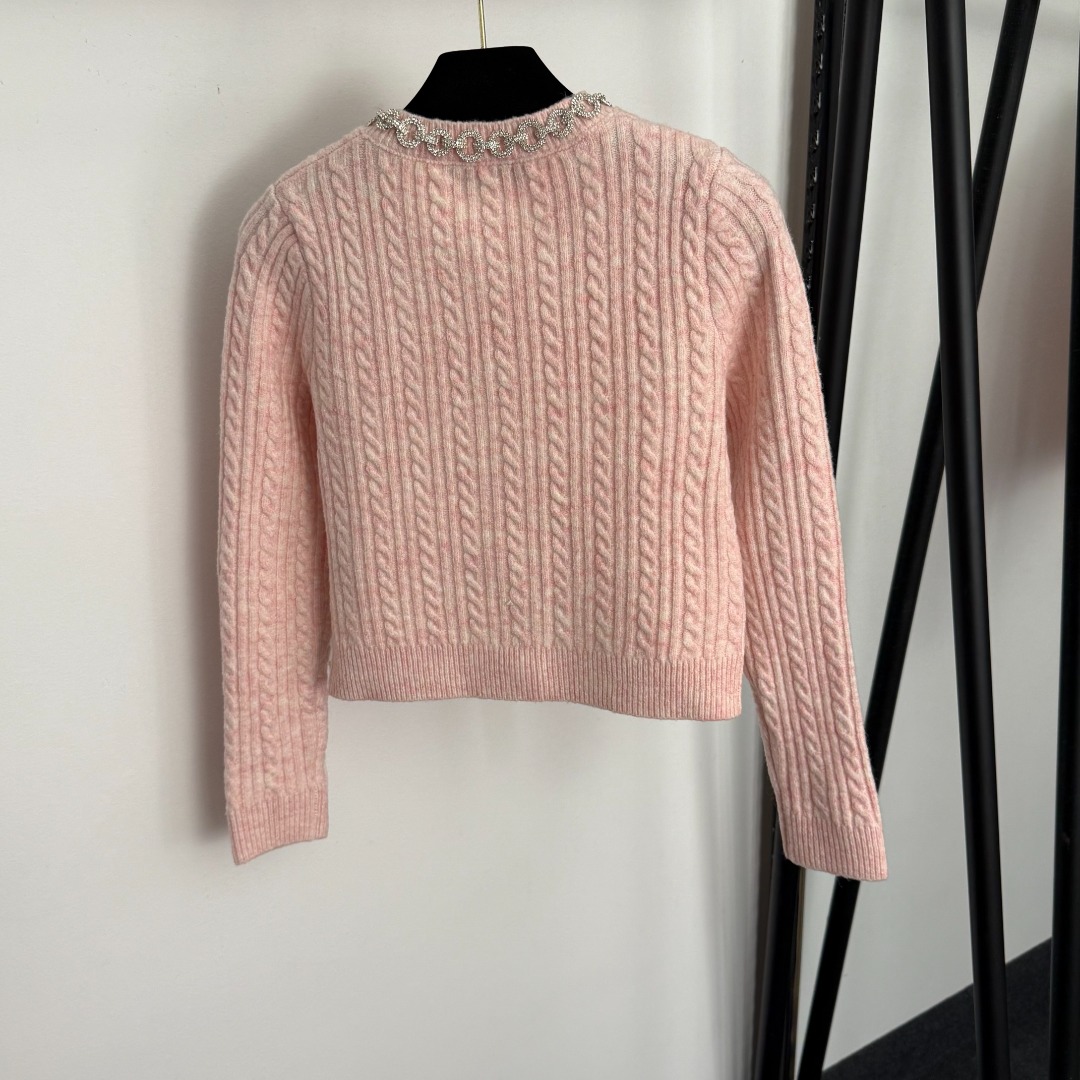 Self Portrait Cable Knit Cardigan with Pearl Buttons & Diamante Trim 7 o 1j6n82nl8r0j1t3ho5dl1l16pv18