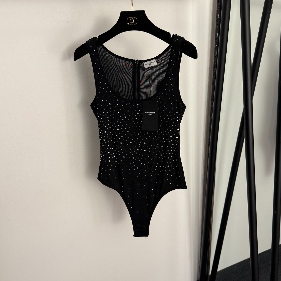 Saint Laurent Crystal Bodysuit