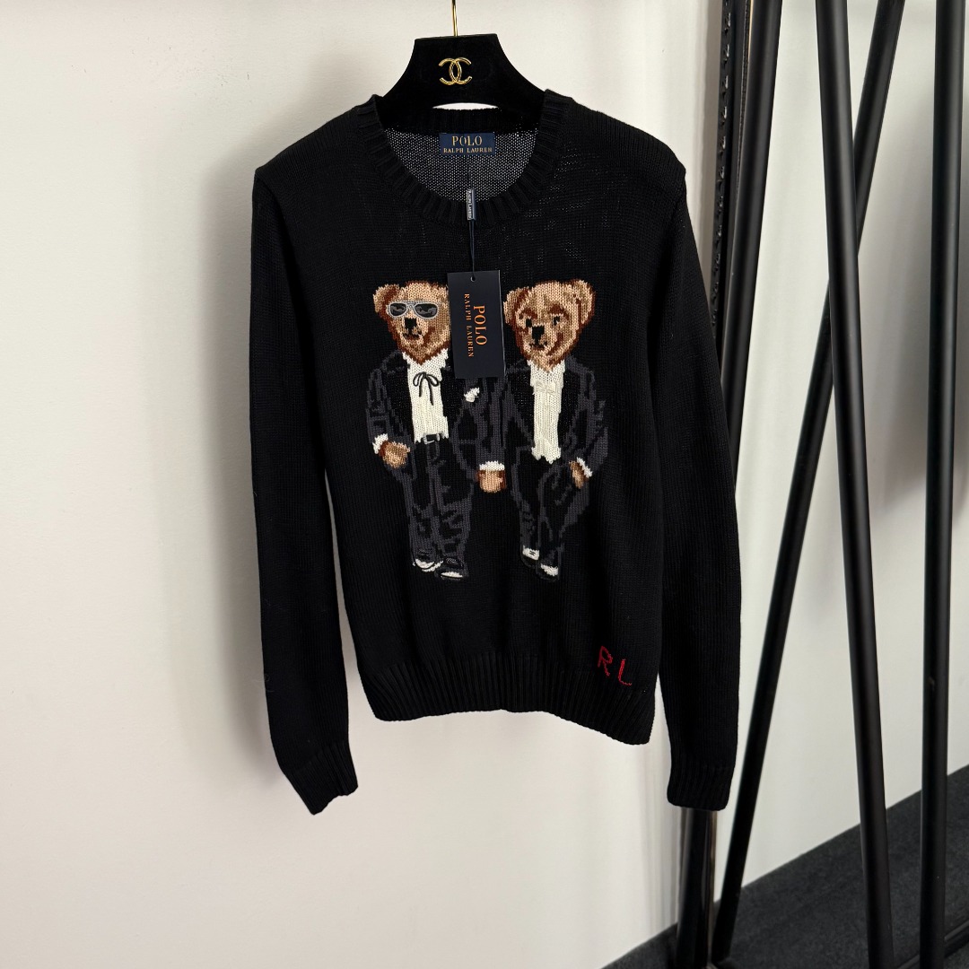 NO:933248,Model number 20259321 Ralph Lauren*Ralph Lauren new style two suit bears jacquard pullover long-sleeved wool blended sweater, black, S-XL, [L size shoulder width 37, bust 92, sleeve length 63, length 61; weight 0.420kg], women's clothing, loro piana, business suit,19860909款号20259321 Ralph Lauren*拉夫劳伦新款 两只西装小熊提花套头长袖羊毛混纺针织衫,黑色,S-XL,【L码肩宽37,胸围92,袖长63,长61；重量0.420kg】,女装,loro piana,business suit,,Women's clothing