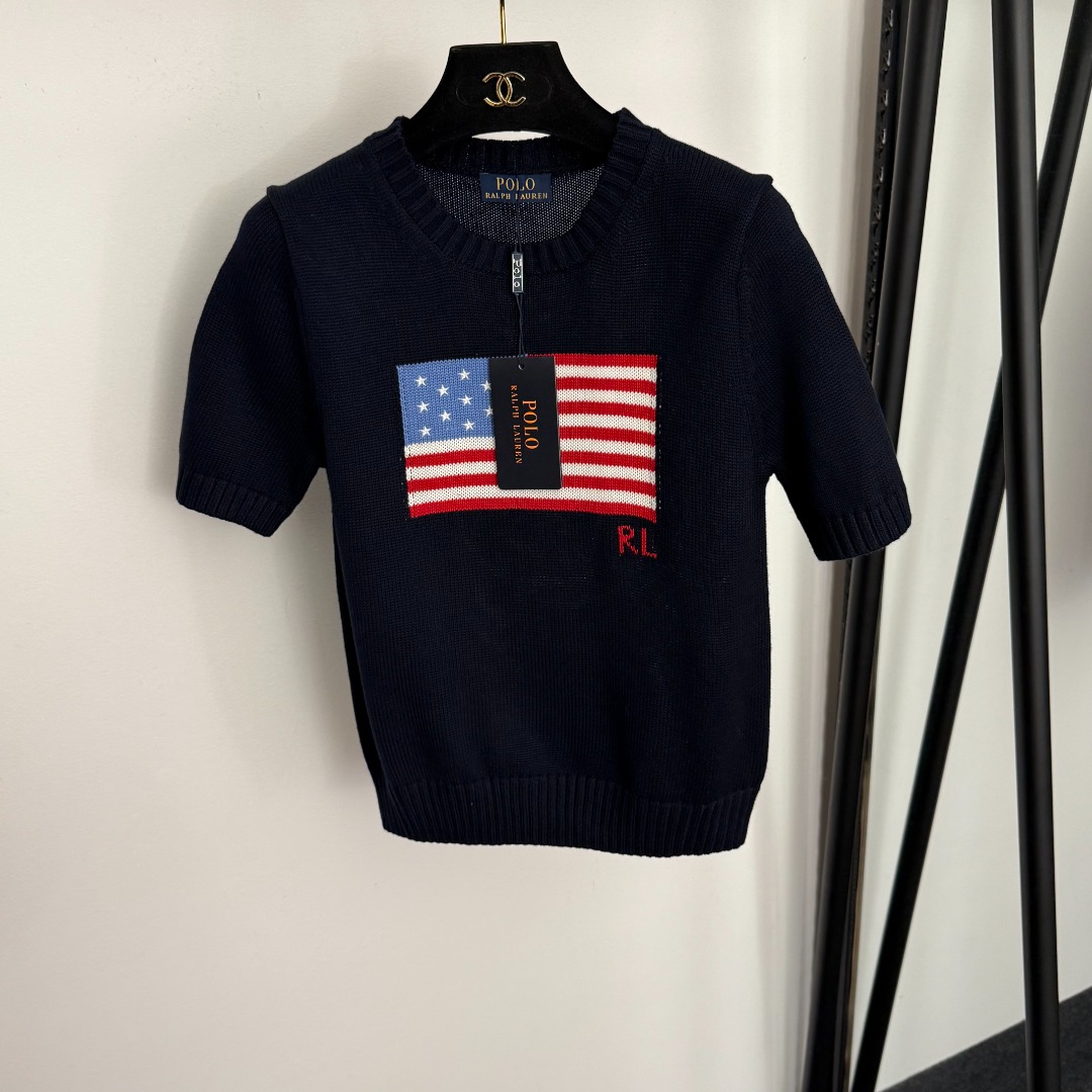 NO:702187,Model number 20260309 Ralph Lauren*Ralph Lauren new American flag pullover short-sleeved sweater T-shirt top, white, dark blue, S-XL, [M size shoulder width 36, bust 84, sleeve length 24, length 56; weight 0.255kg], women's clothing, loro piana, T-shirt, tees, t-shirt,19860909款号20260309 Ralph Lauren*拉夫劳伦新款 美国旗套头短袖针织衫T恤上衣,白色,深蓝色,S-XL,【M码肩宽36,胸围84,袖长24,长56；重量0.255kg】,女装,loro piana,T-shirt,tees，t-shirt,,Women's clothing
