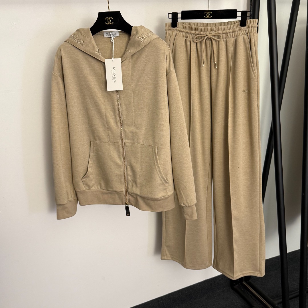 NO:755524,Model No. 20260913 MaxMar* new sports suit, letter embroidered long-sleeved hooded zipper jacket + casual wide-leg trousers, gray, blue, khaki, black, coffee, SML, [M size shoulder width 53, chest 114, sleeve length 55, length 62; waist 68 elastic, length 105; weight 0.990kg], MaxMara-clothing, jackets & coats, hats,19860909款号20260913 MaxMar*新款运动套装,字母刺绣长袖连帽拉链外套+休闲阔腿长裤,灰色,蓝色,卡其色,黑色,咖色,SML,【M码肩宽53,胸围114,袖长55,长62；腰围68弹力,长105；重量0.990kg】,麦丝玛拉-服装,jackets & coats,hats,,Women's clothing