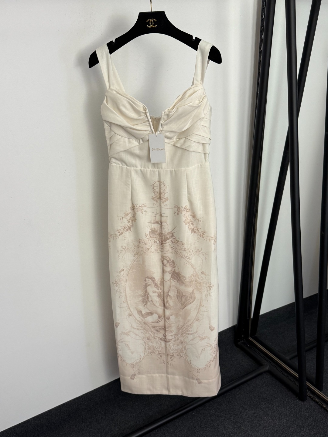 NO:829329,Model No. 20261005 Zimmermann's latest mermaid print tube top suspender dress, long skirt, off-white, S-XL, [M size bust 78, waist 66, length 126; weight 0.505kg], Zimmermann-clothing, skirts,19860909款号20261005 Zimmermann*新款 美人鱼印花抹胸吊带连衣裙 长裙,米白色,S-XL,【M码胸围78,腰围66,长126；重量0.505kg】,兹默曼-服装,skirts,,Women's clothing