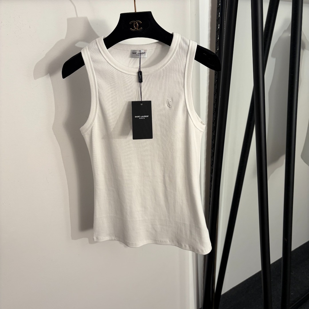 NO:779173,Style number 20262025 YSL* new style simple logo embroidered letter slim vest, white, black, S-XL, [M size bust 72, length 59; weight 0.135kg], Saint Laurent-Clothing, saint laurent, saint laurent,19860909款号20262025 YSL*新款 简约logo刺绣字母修身背心,白色,黑色,S-XL,【M码胸围72,长59；重量0.135kg】,圣罗兰-服装,saint laurent,saint laurent,,Women's clothing