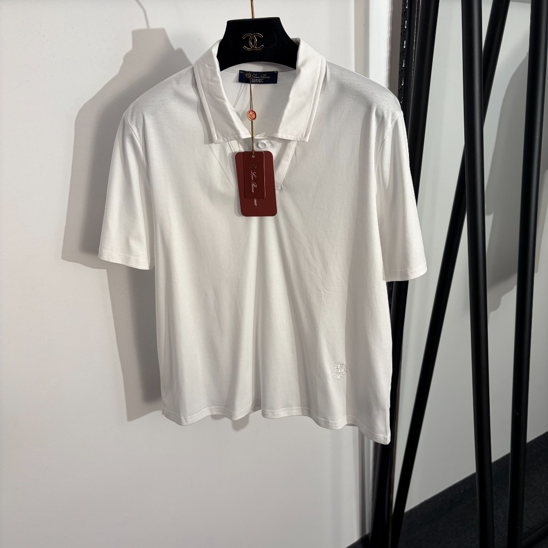 NO:779171,Model No. 20262525 Loro Piana*LP new style chest logo embroidered old money style lapel short-sleeved T-shirt top, white, brown, black, navy blue, red, S-XL, [M size shoulder width 39, bust 98, sleeve length 22, length 59; weight 0.175kg], women's clothing, loro piana, loro piana, T-shirt, tees, t-shirt,19860909款号20262525 Loro Piana*LP新款 胸前logo刺绣老钱风翻领短袖T恤上衣,白色,咖色,黑色,藏蓝色,红色,S-XL,【M码肩宽39,胸围98,袖长22,长59；重量0.175kg】,女装,loro piana,loro piana,T-shirt,tees，t-shirt,,Women's clothing