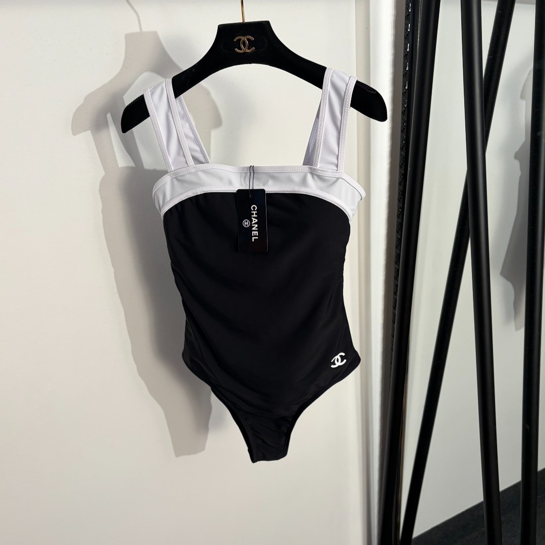 NO:858554,Model No. 20263431 Chane* new style Xiaoxiang logo printed color matching suspender one-piece swimsuit, black, S-XL, [M size weight 0.175kg], Chanel-clothing, chanel, chanel, swimsuits,19860909款号20263431 Chane*新款 小香logo印花拼色吊带连体泳衣,黑色,S-XL,【M码重量0.175kg】,香奈儿-服装,chanel,chanel,swimsuits,,Women's clothing